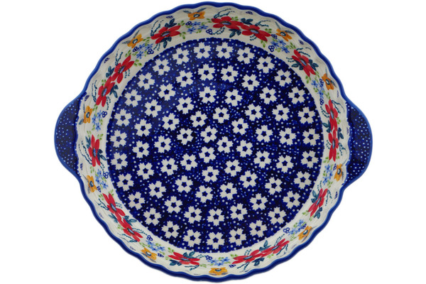 Pie Dish Fluted with Handles 11"