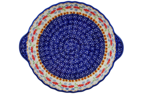 Pie Dish Fluted with Handles 11"