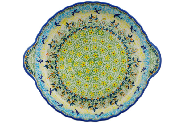 Pie Dish Fluted with Handles 11"