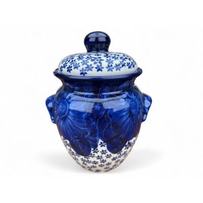 Jar with Lid and Handles 9"