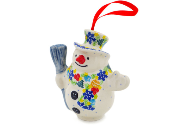 Snowman Ornament With Bell 4"
