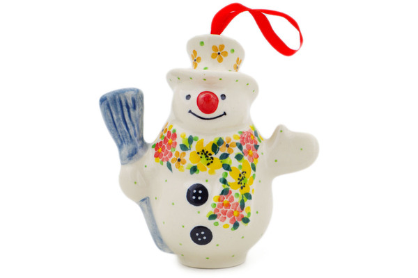 Snowman Ornament With Bell 4"