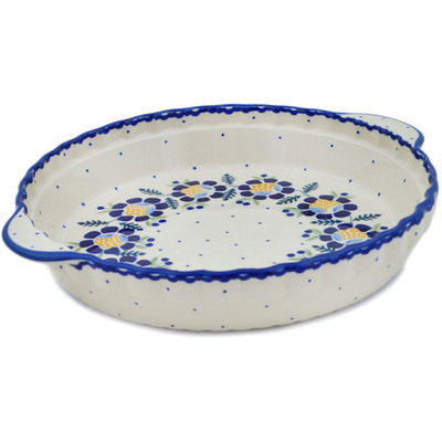 Pie Dish Fluted with Handles 11"