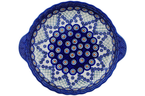 Pie Dish Fluted with Handles 11"