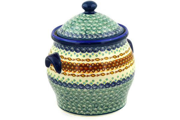 Jar with Lid and Handles 11"