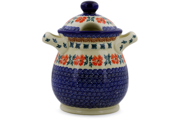Jar with Lid and Handles 8"