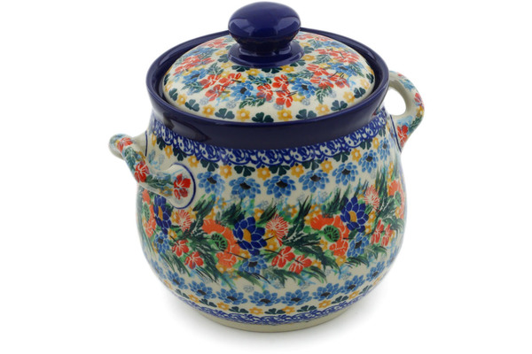 Jar with Lid and Handles 7"