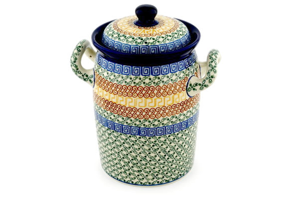 Jar with Lid and Handles 9"