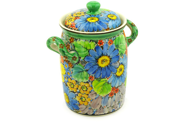 Jar with Lid and Handles 9"