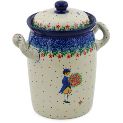 Jar with Lid and Handles 9"