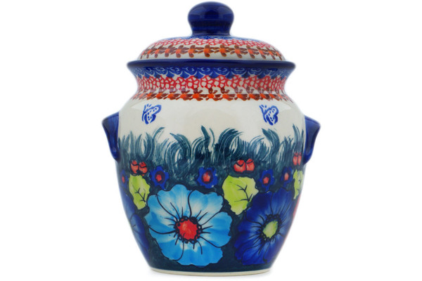 Jar with Lid and Handles 7"