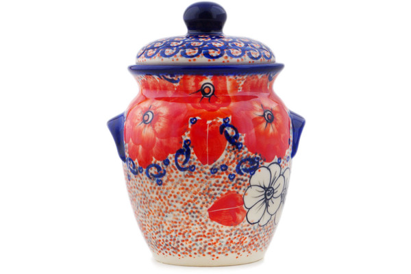 Jar with Lid and Handles 7"