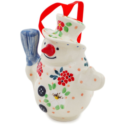 Snowman Ornament With Bell 4"