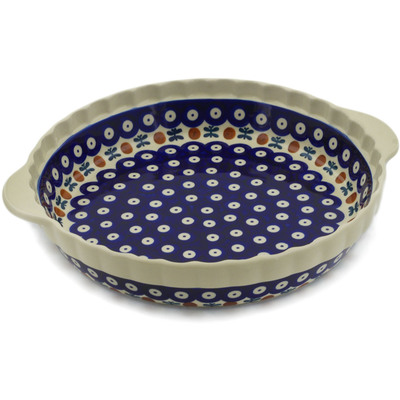 Pie Dish Fluted with Handles 11"