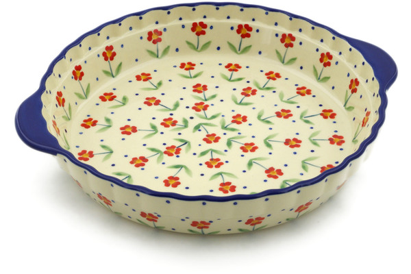 Pie Dish Fluted with Handles 11"