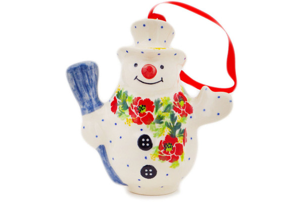 Snowman Ornament With Bell 4"