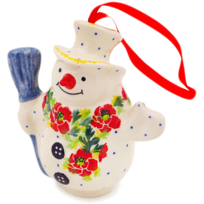 Snowman Ornament With Bell 4"