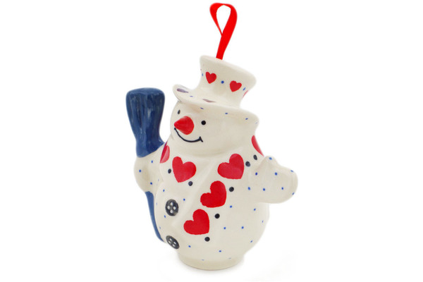 Snowman Ornament With Bell 4"