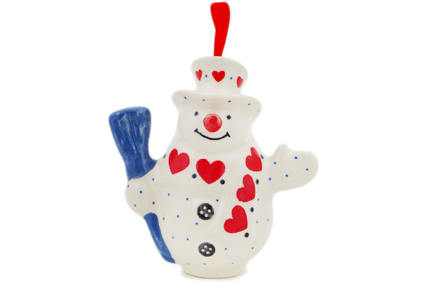 Snowman Ornament With Bell 4"