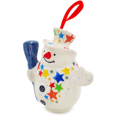 Snowman Ornament With Bell 4"