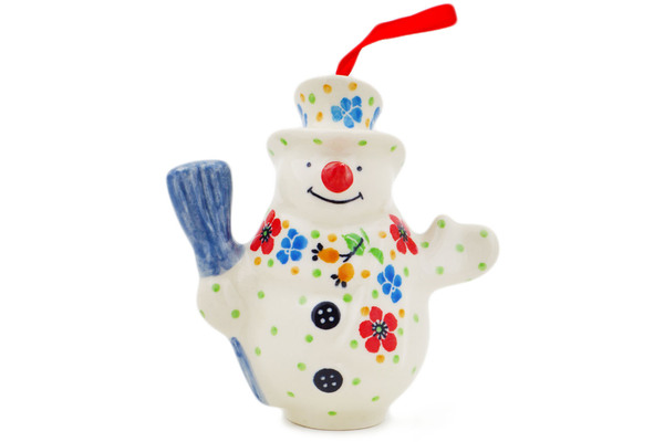 Snowman Ornament With Bell 4"