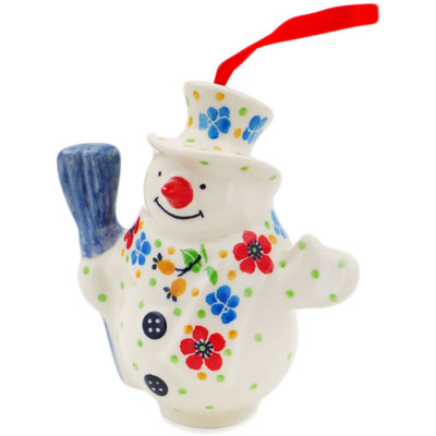 Snowman Ornament With Bell 4"