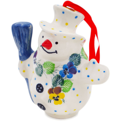 Snowman Ornament With Bell 4"