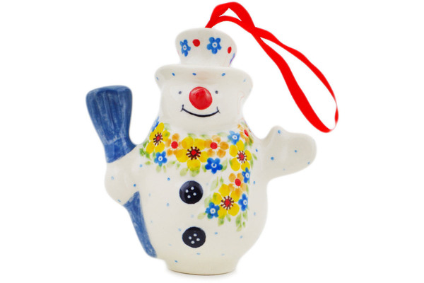 Snowman Ornament With Bell 4"