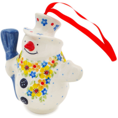Snowman Ornament With Bell 4"