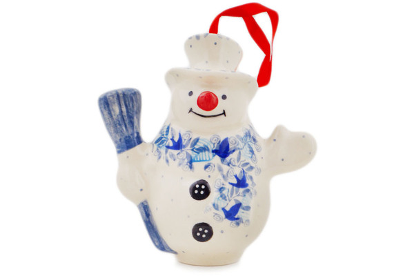 Snowman Ornament With Bell 4"