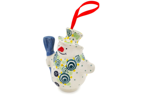 Snowman Ornament With Bell 4"