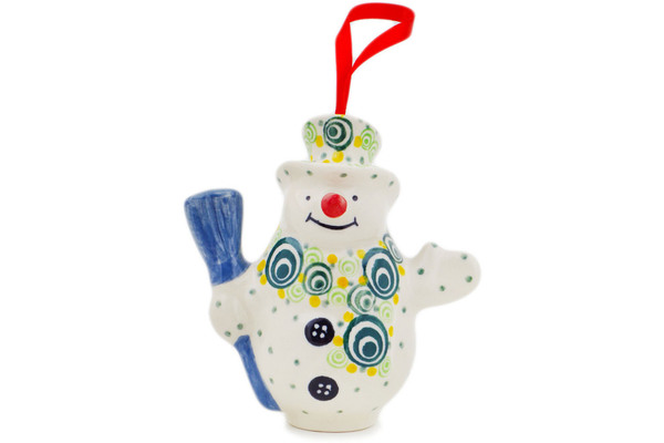 Snowman Ornament With Bell 4"