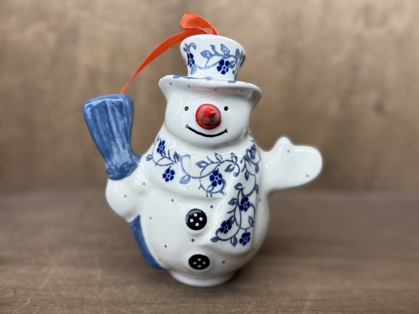 Snowman Ornament With Bell 4"
