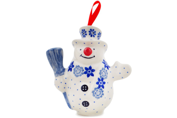 Snowman Ornament With Bell 4"