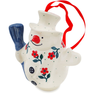 Snowman Ornament With Bell 4"