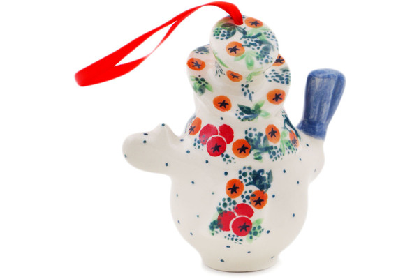 Snowman Ornament With Bell 4"