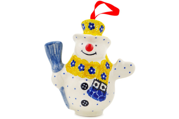 Snowman Ornament With Bell 4"