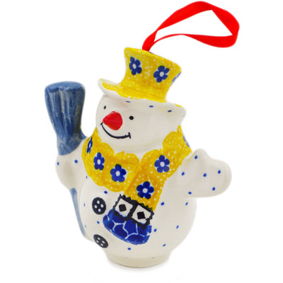 Snowman Ornament With Bell 4"