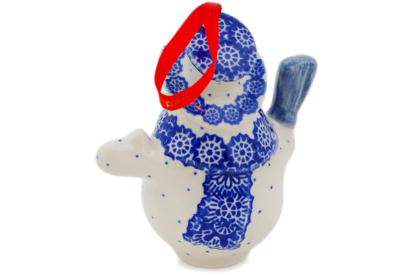 Snowman Ornament With Bell 4"