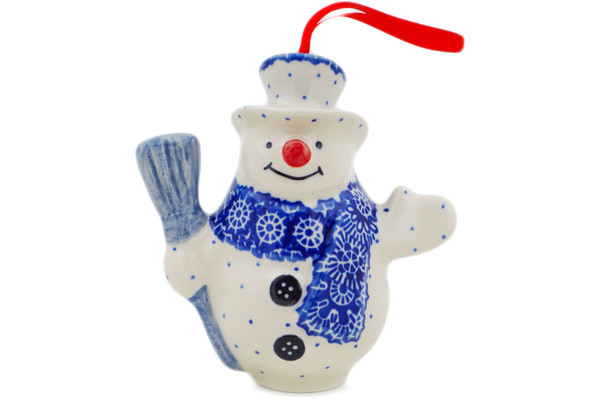 Snowman Ornament With Bell 4"