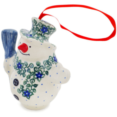 Snowman Ornament With Bell 4"