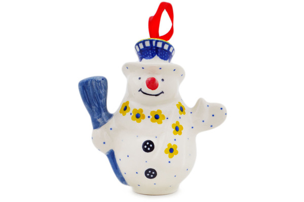 Snowman Ornament With Bell 4"
