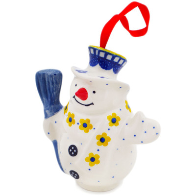 Snowman Ornament With Bell 4"