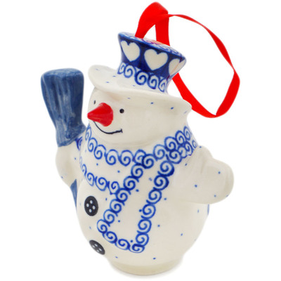 Snowman Ornament With Bell 4"
