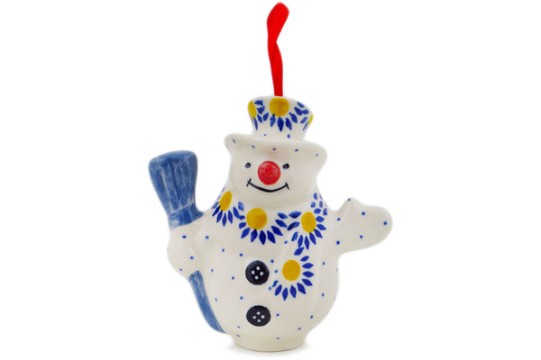 Snowman Ornament With Bell 4"