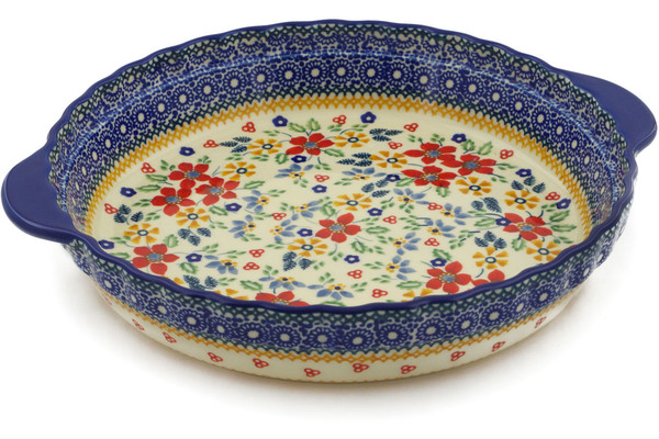 Pie Dish Fluted with Handles 11"