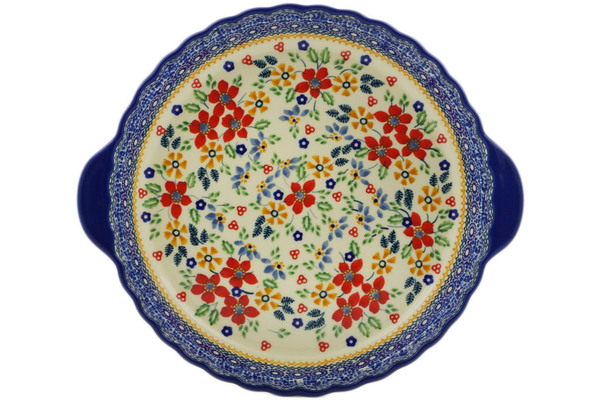 Pie Dish Fluted with Handles 11"