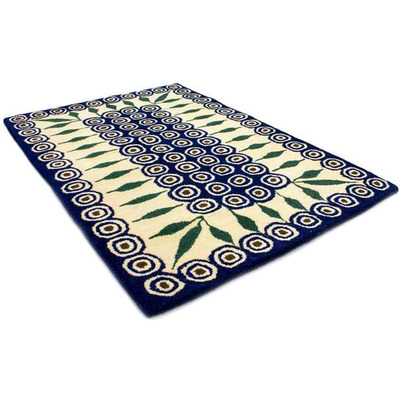 Textile Accent  Rug 47&quot; Peacock Leaves