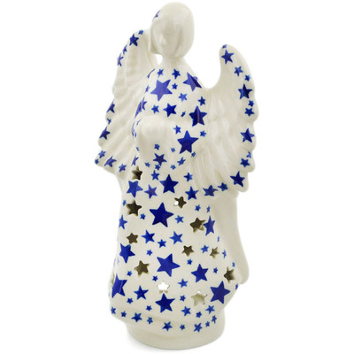 Polish Pottery Angel Candle Holder 9&quot; Starlight