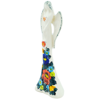 Faience Angel Figurine 10&quot; Blooming Roses